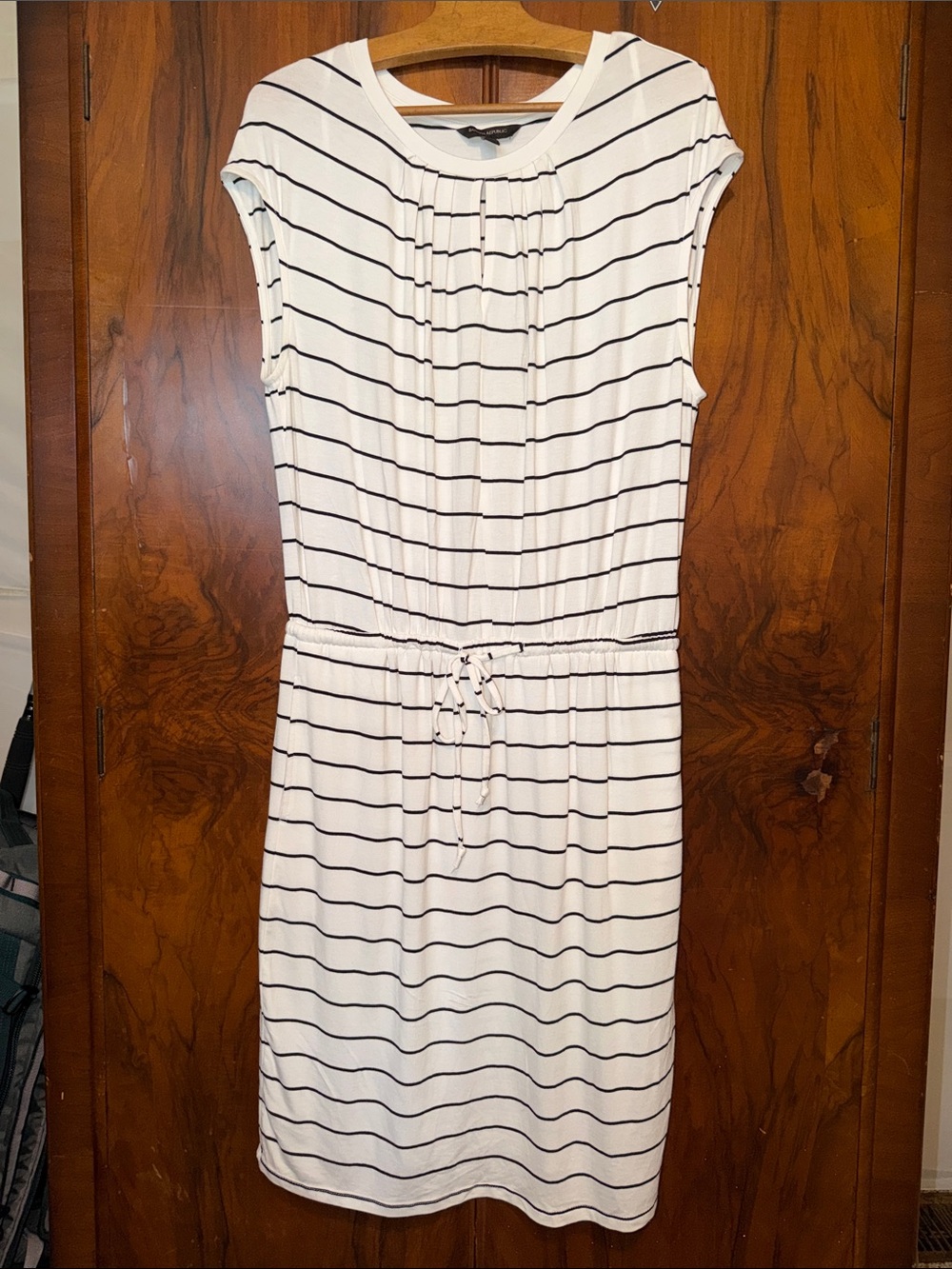 Banana Republic Women’s Sleeveless Drop Waist Dress with Navy Stripes